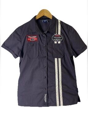 Triumph Motorcycles Baby Short Sleeve Mechanic Pit Navy Blue Size Medium